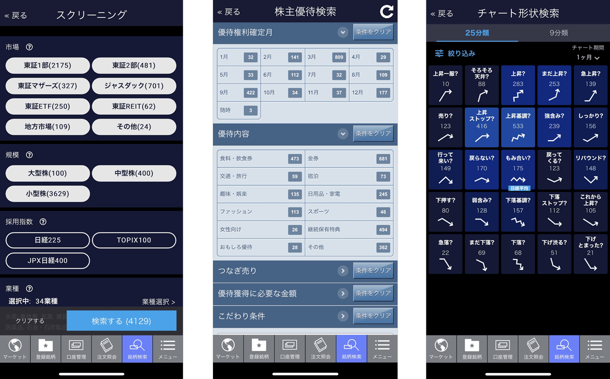 SBI証券のスマホアプリスクリーニング